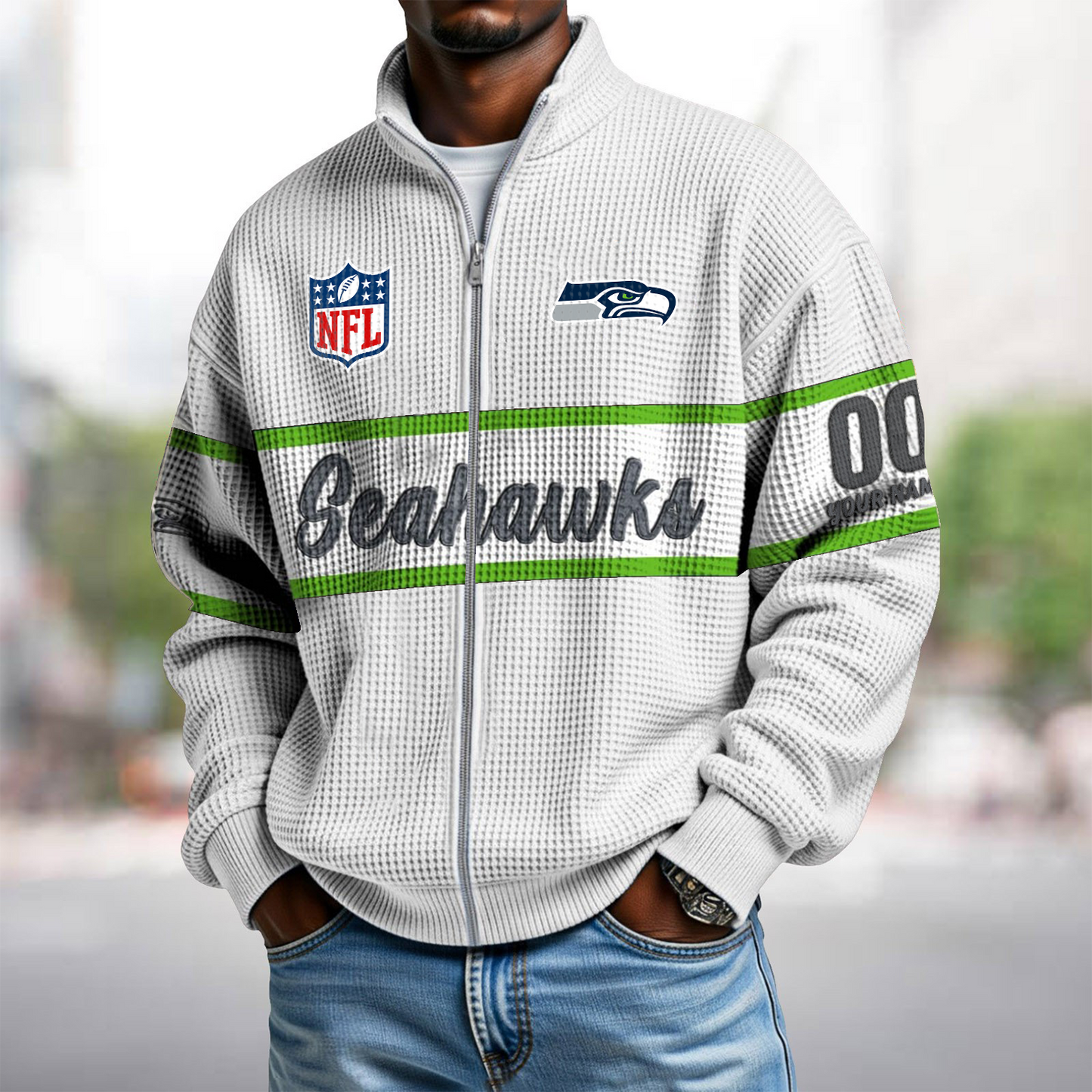 SEA x NFL Waffle Zip-Up Sweatshirt DATND TANTD