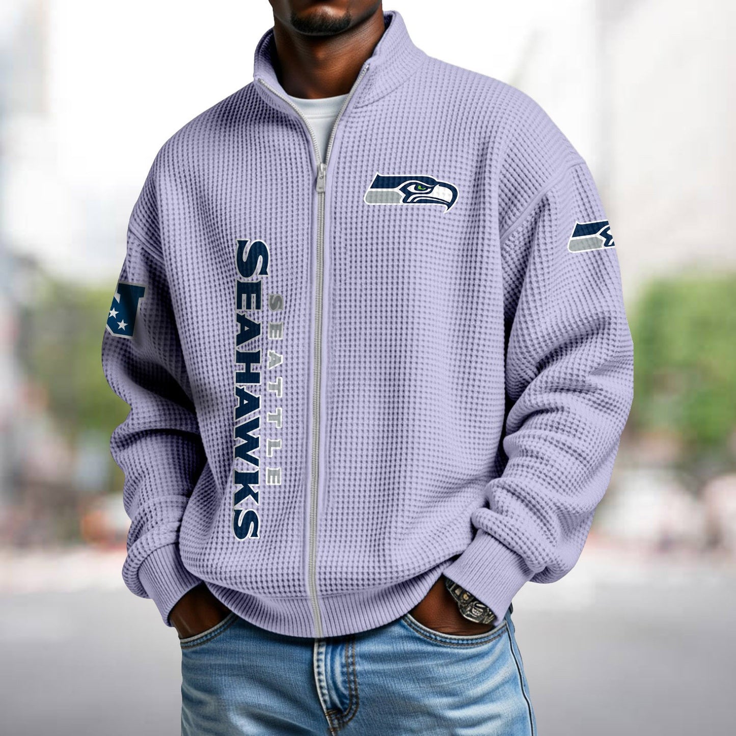 SEA x NFL Waffle Zip-Up Sweatshirt DATND TANTD