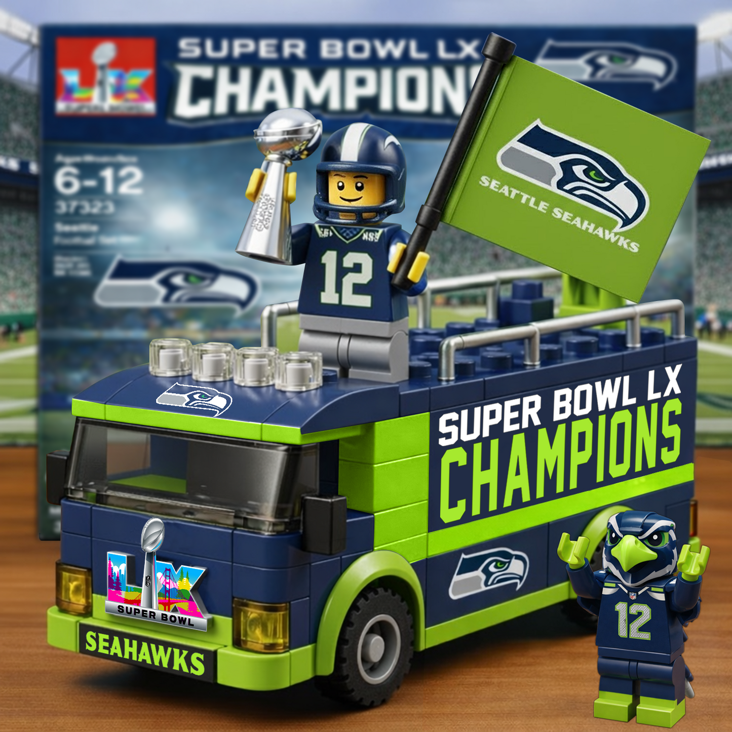 SEA x NFL Building Blocks Truck Toy Set DatND DVT