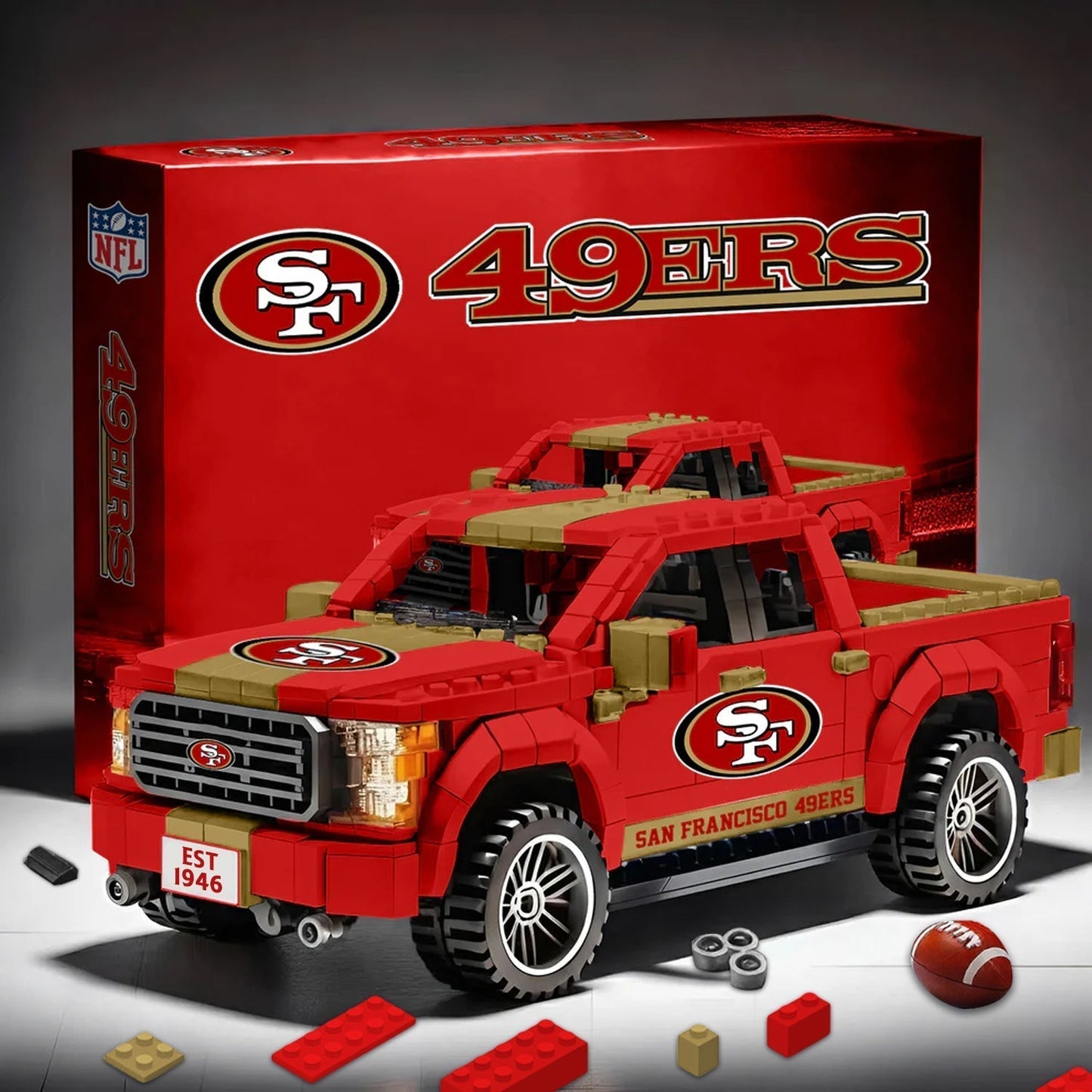 SF X NFL 3D Racing Truck Model Building Block Set NDT NHM