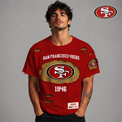 SF x NFL LUXURY CREW-Neck T-Shirt FOR SUMMER HOLIDAY  180626