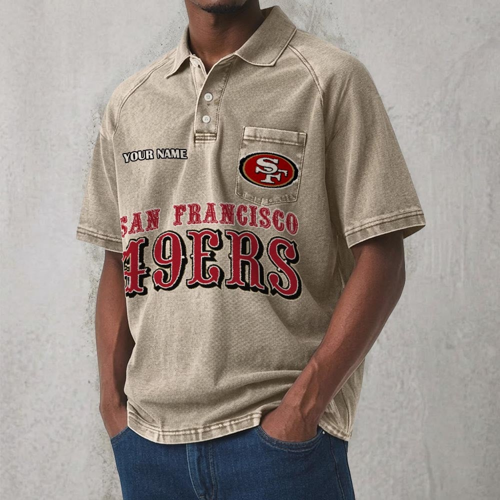 SF x NFL Men's Distressed Turn-Down Collar Polo DATND TANTD 250526