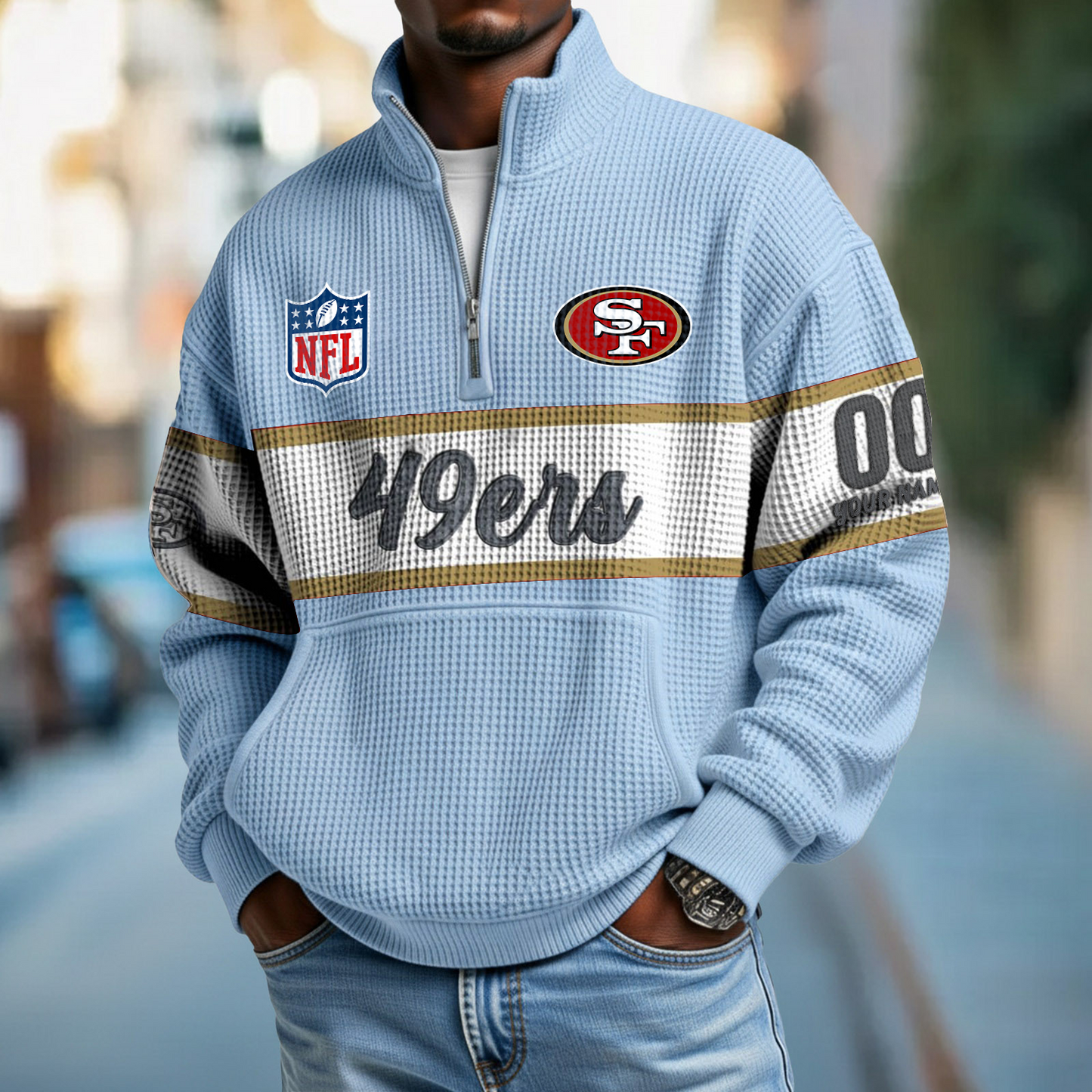 SF x NFL Quarter-Zip Waffle Pullover DATND TANTD