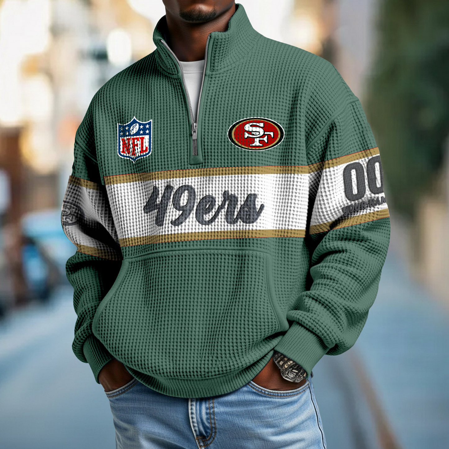 SF x NFL Quarter-Zip Waffle Pullover DATND TANTD