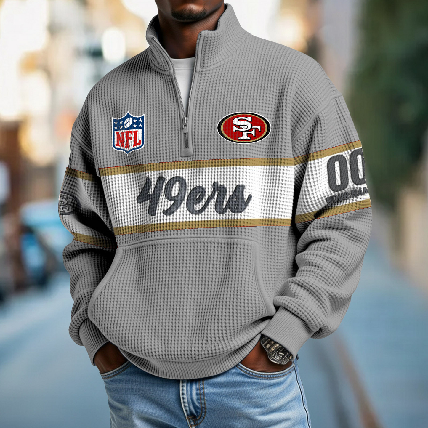 SF x NFL Quarter-Zip Waffle Pullover DATND TANTD