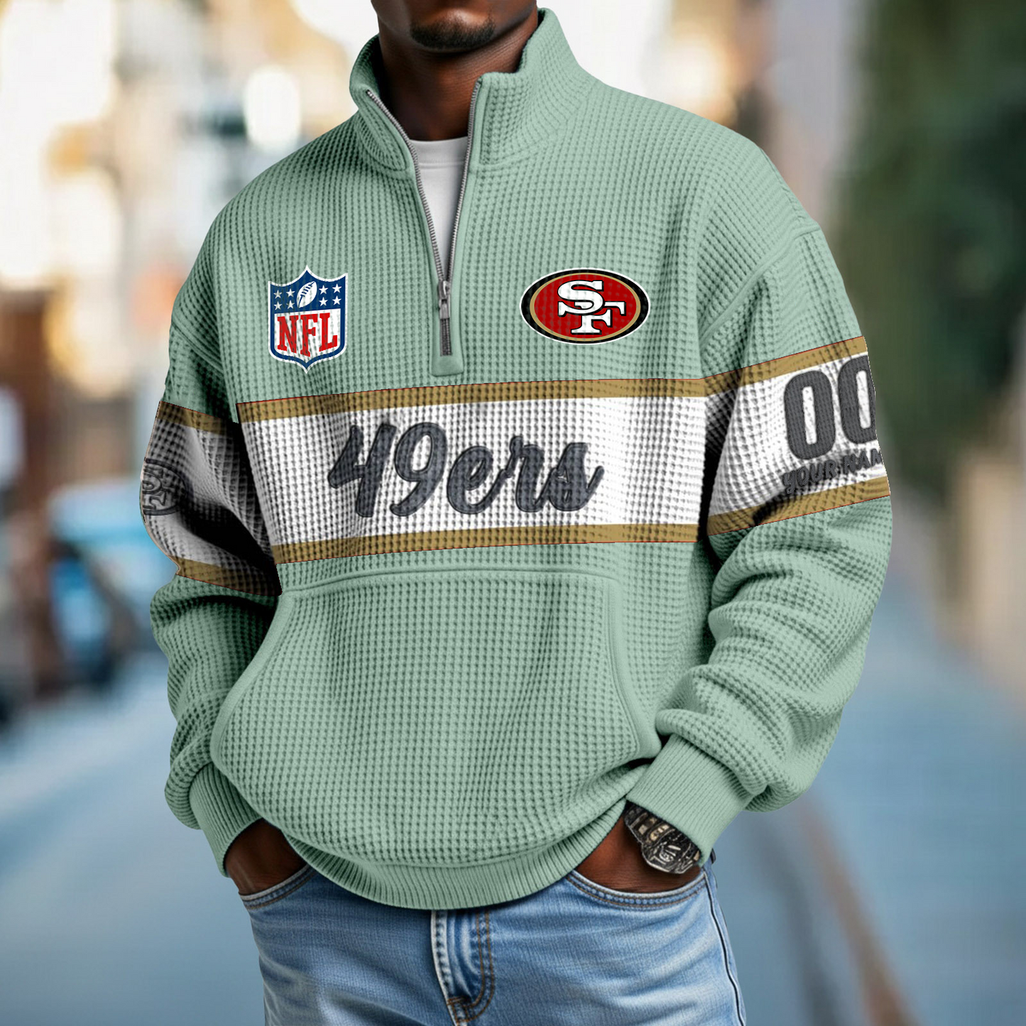 SF x NFL Quarter-Zip Waffle Pullover DATND TANTD