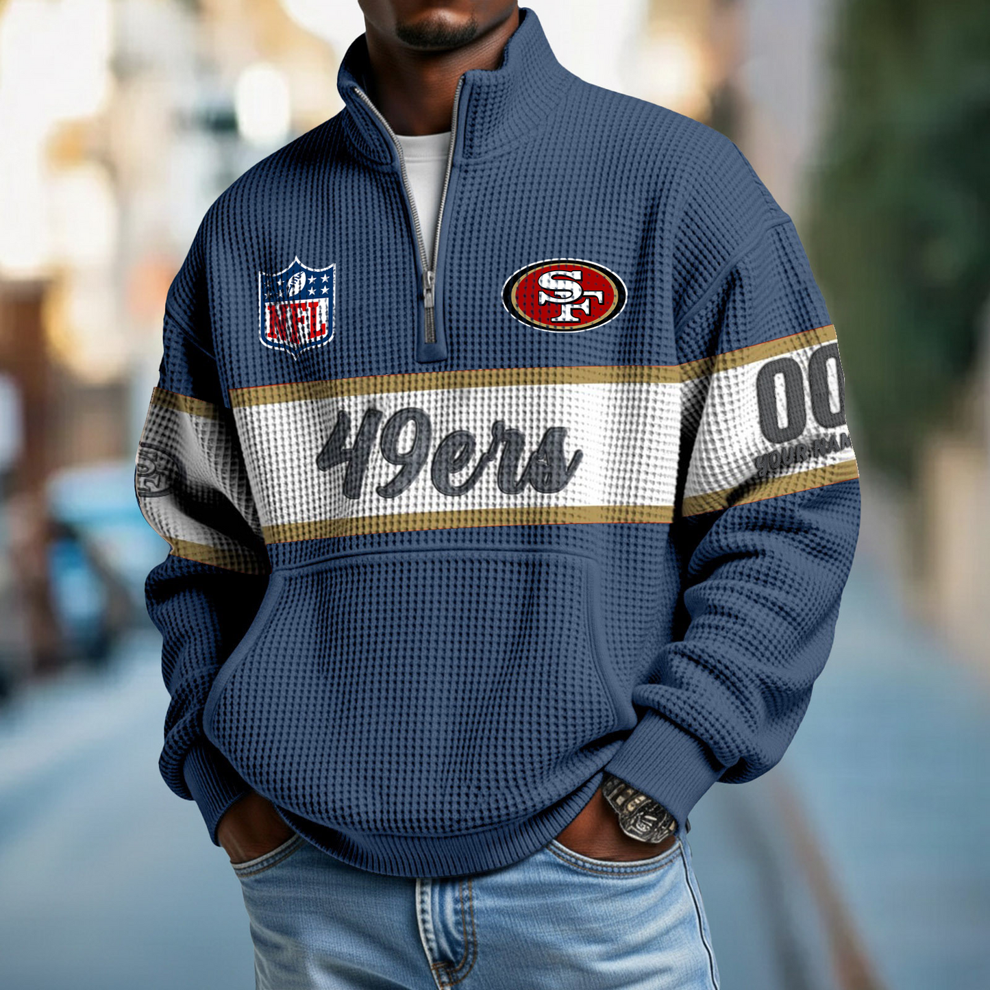 SF x NFL Quarter-Zip Waffle Pullover DATND TANTD