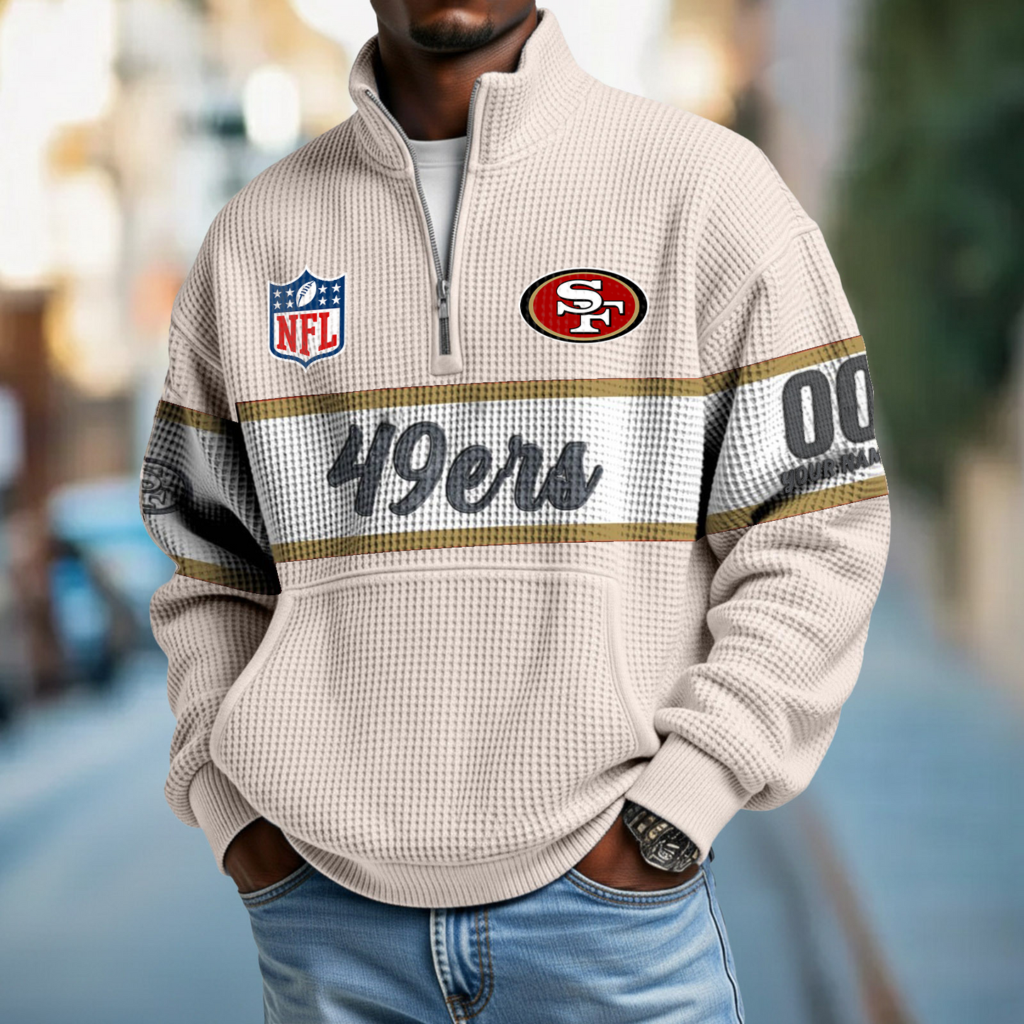 SF x NFL Quarter-Zip Waffle Pullover DATND TANTD