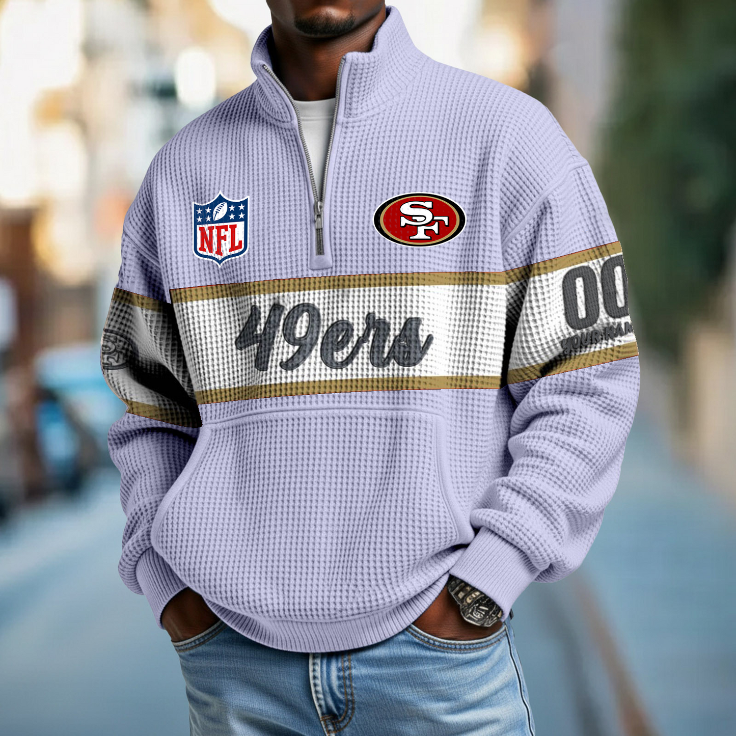 SF x NFL Quarter-Zip Waffle Pullover DATND TANTD