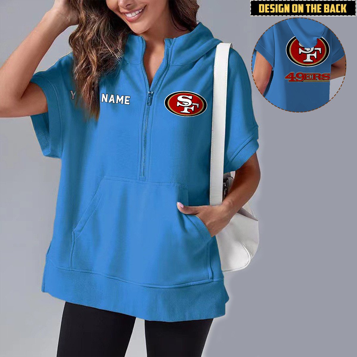 SF x NFL Short Sleeve Zip Hoodie DATND TANTD