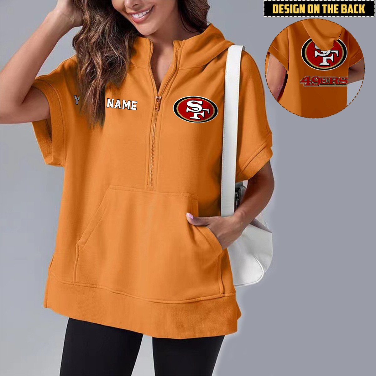 SF x NFL Short Sleeve Zip Hoodie DATND TANTD