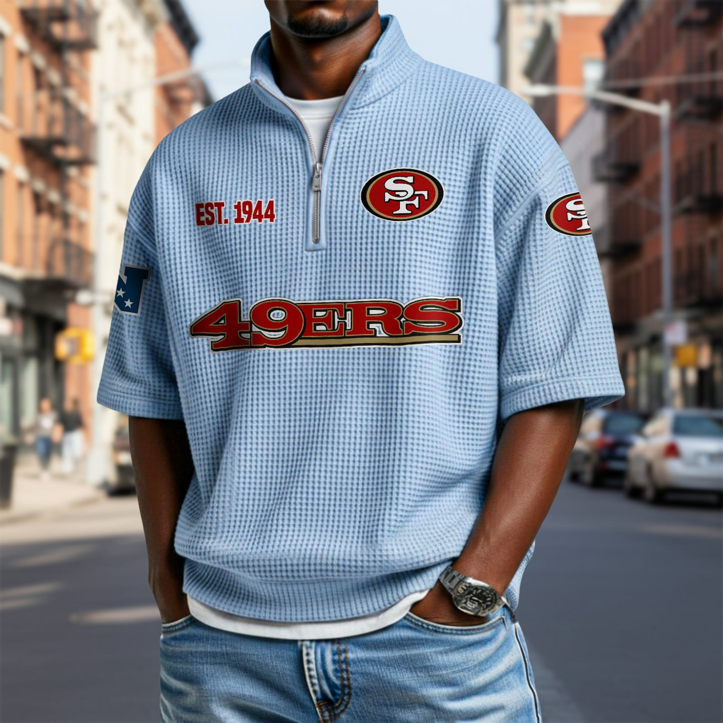 SF x NFL Waffle Short Sleeve Polo Shirt DatND DVT