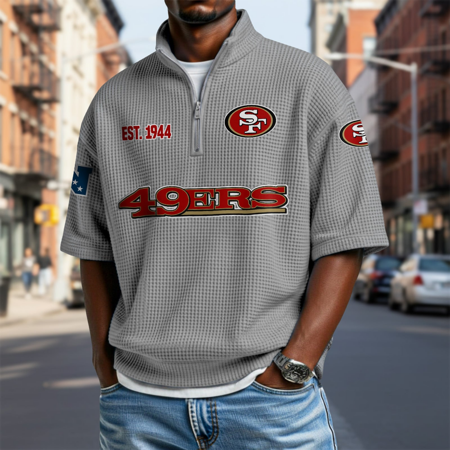 SF x NFL Waffle Short Sleeve Polo Shirt DatND DVT