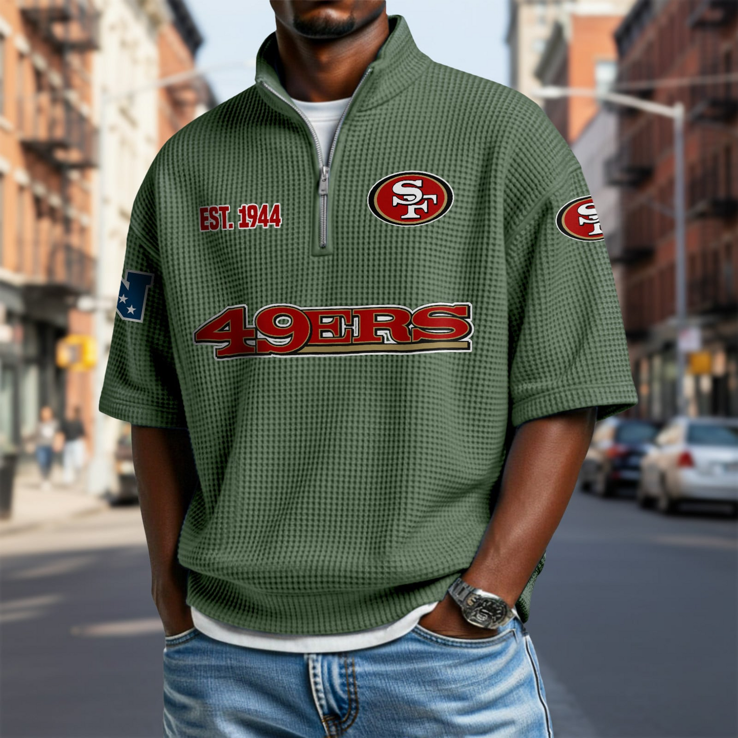 SF x NFL Waffle Short Sleeve Polo Shirt DatND DVT