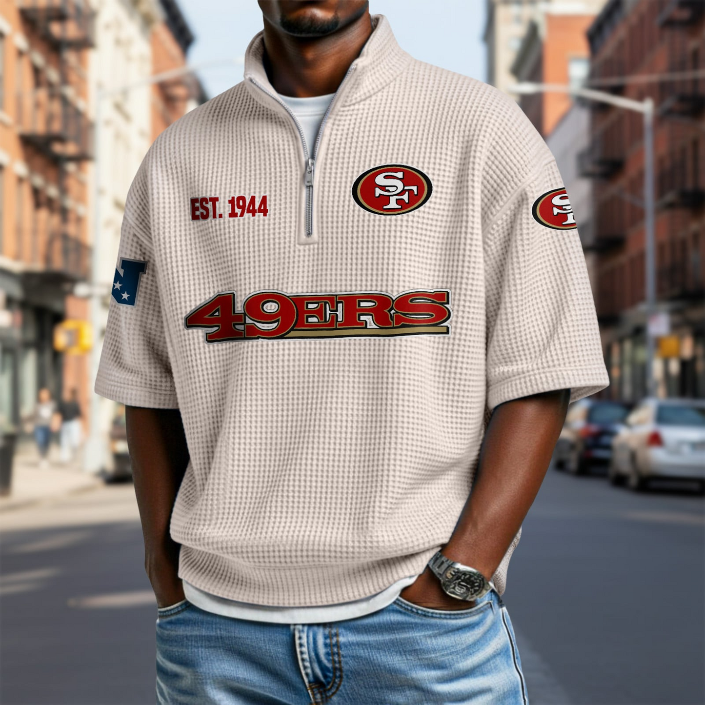 SF x NFL Waffle Short Sleeve Polo Shirt DatND DVT
