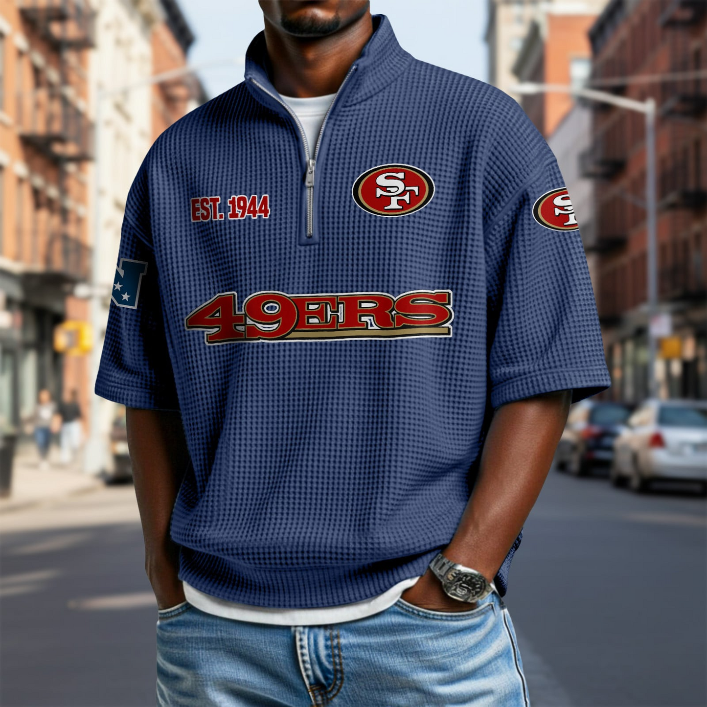 SF x NFL Waffle Short Sleeve Polo Shirt DatND DVT