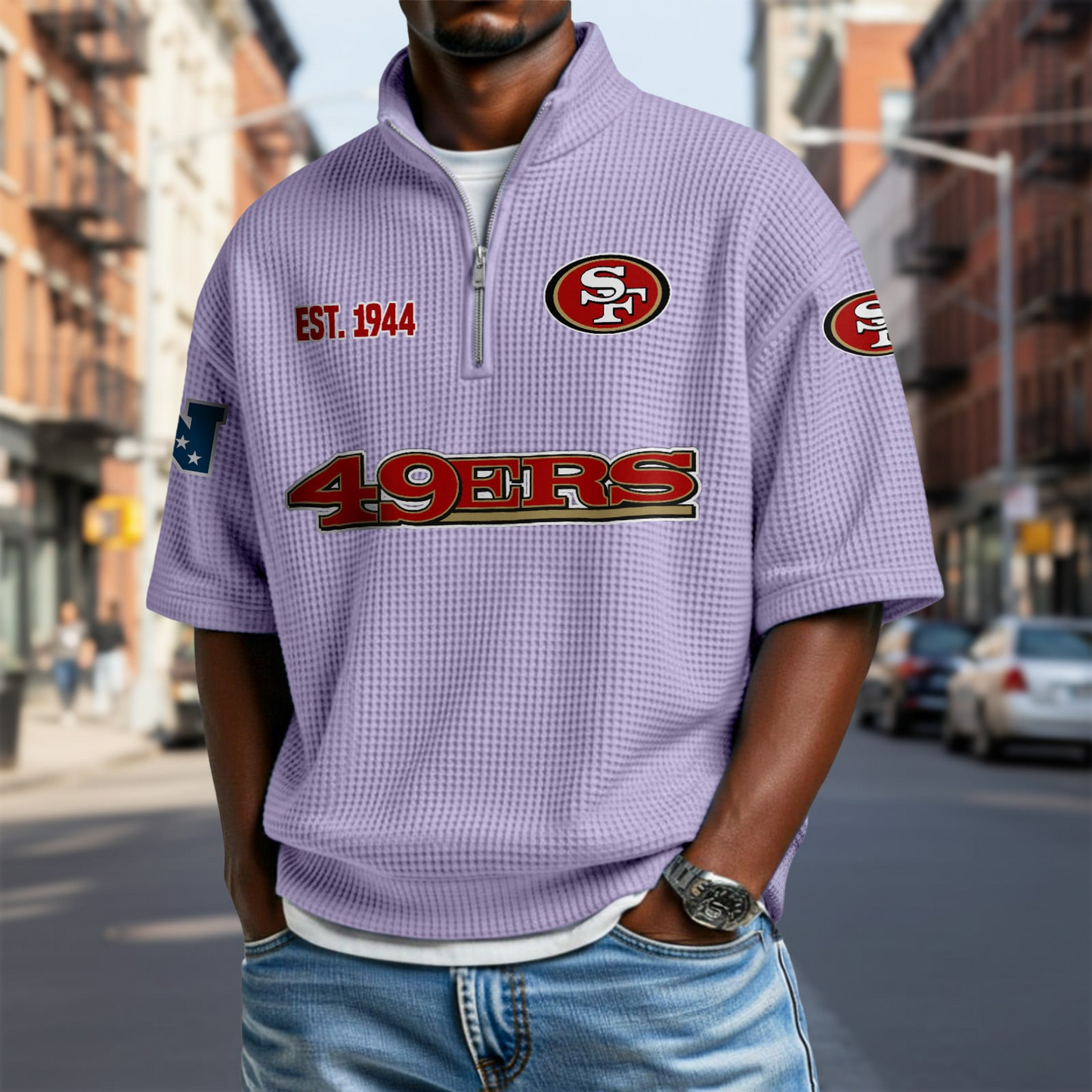 SF x NFL Waffle Short Sleeve Polo Shirt DatND DVT