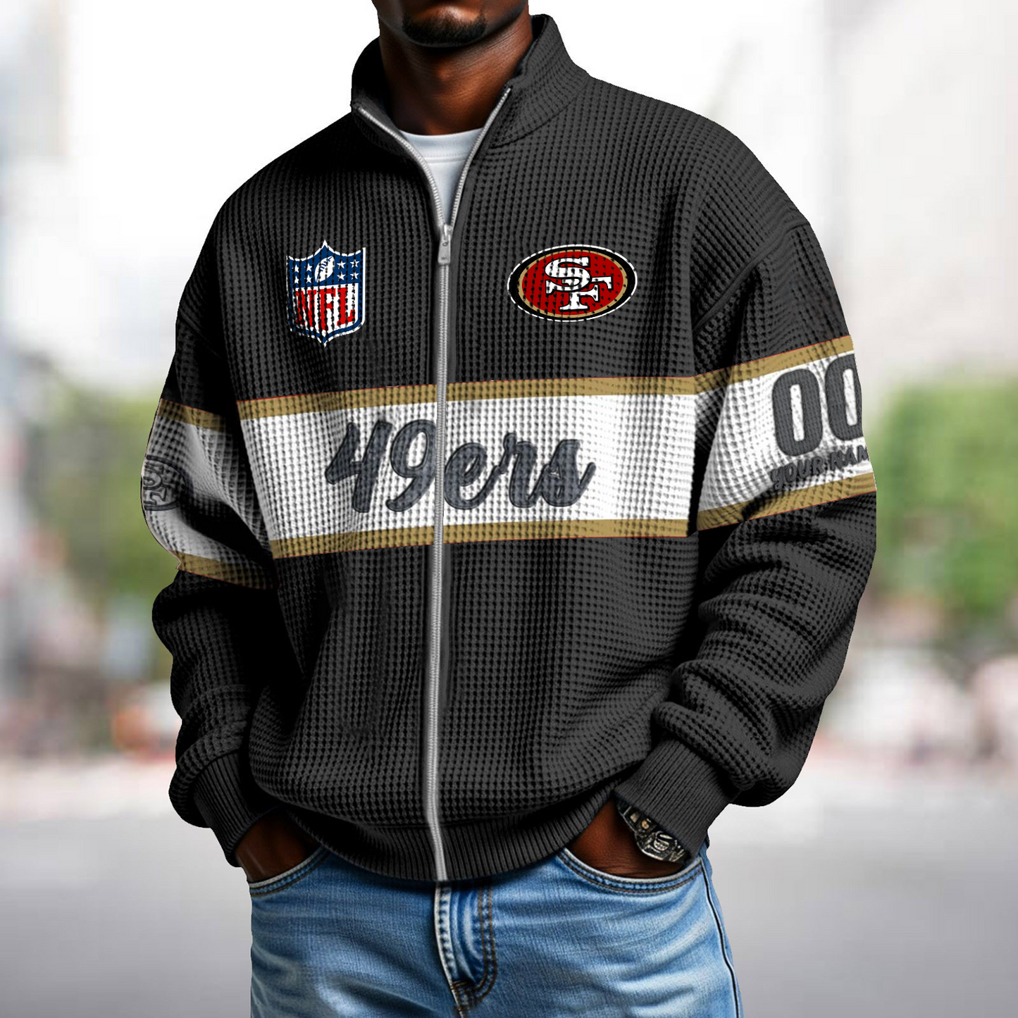 SF x NFL Waffle Zip-Up Sweatshirt DATND TANTD