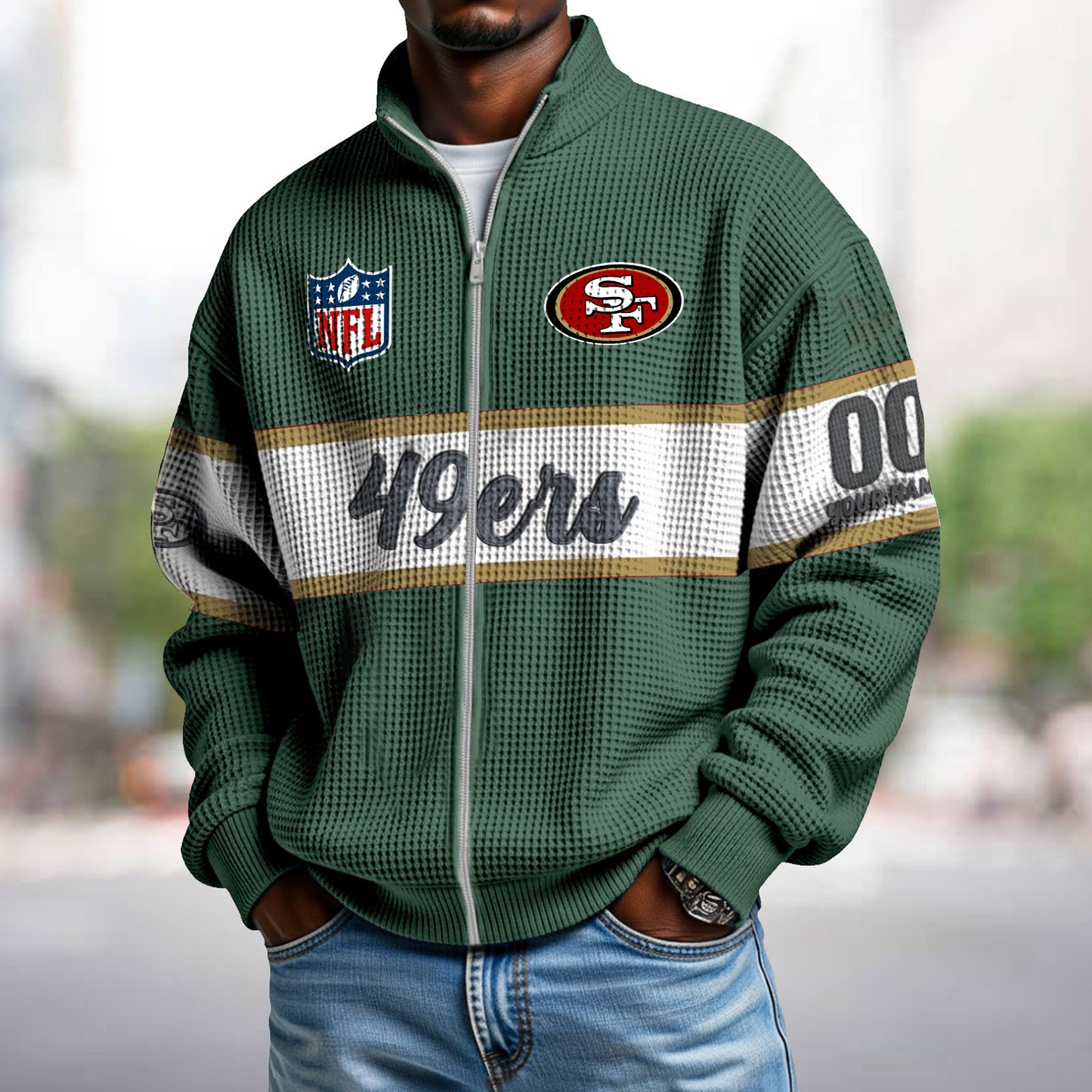 SF x NFL Waffle Zip-Up Sweatshirt DATND TANTD