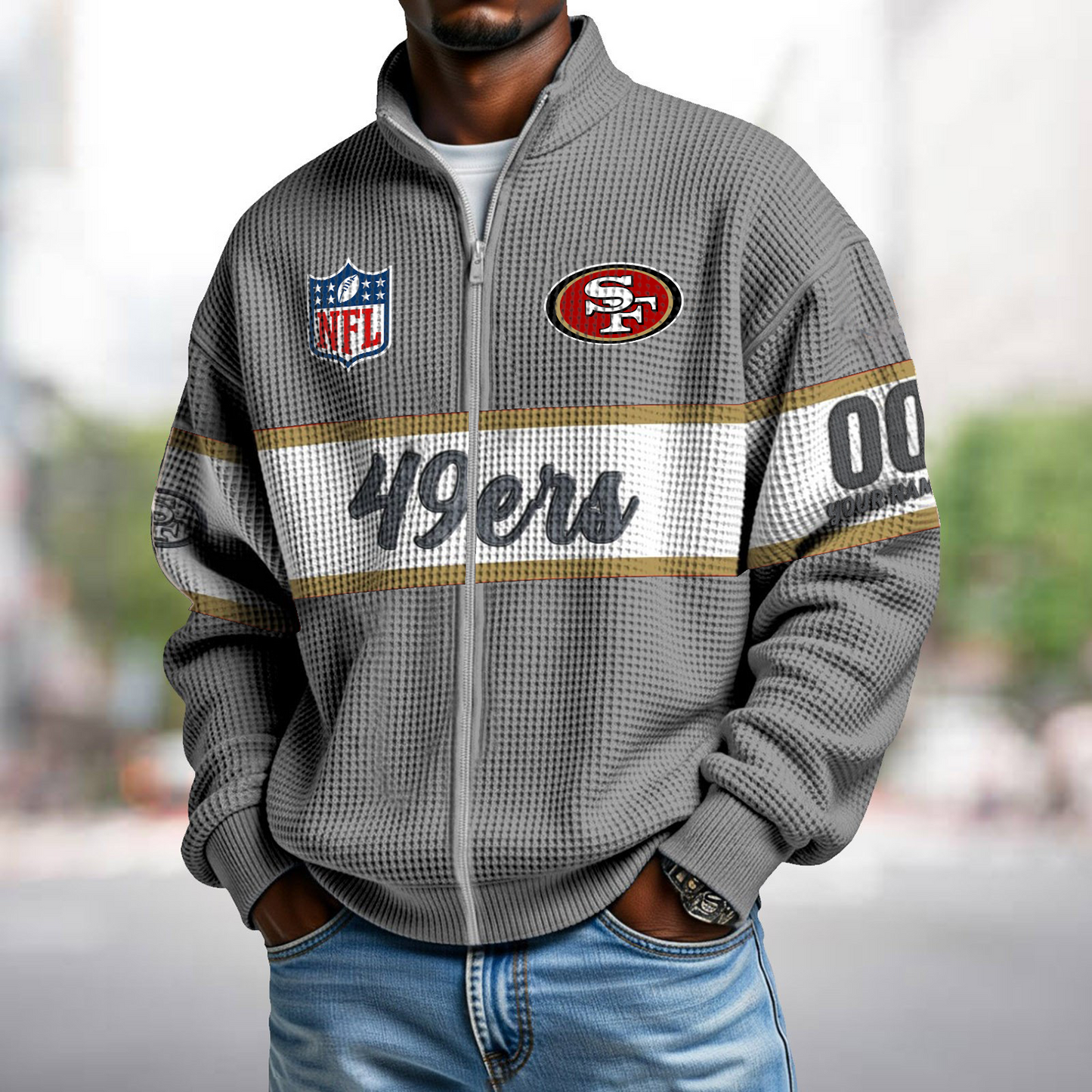 SF x NFL Waffle Zip-Up Sweatshirt DATND TANTD