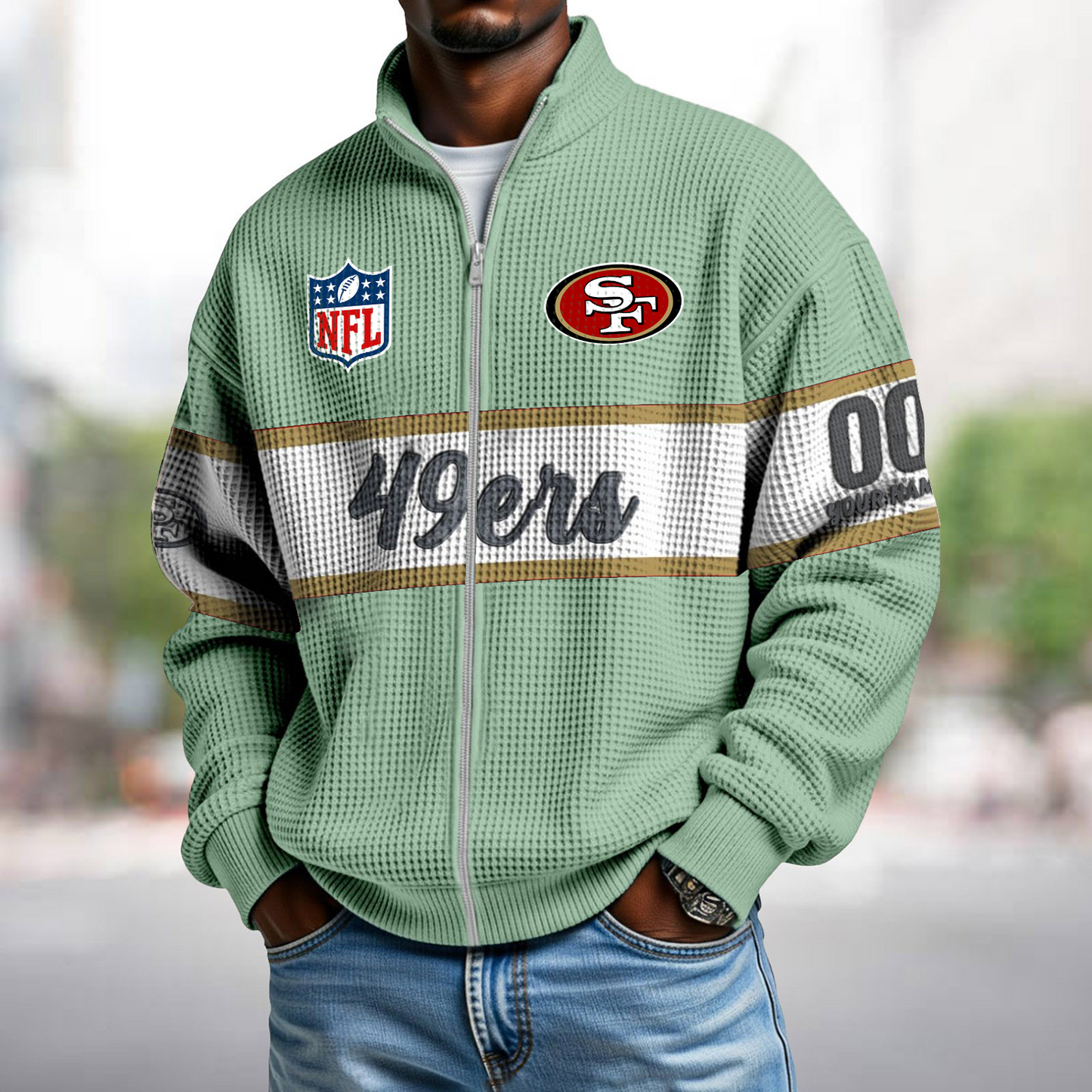SF x NFL Waffle Zip-Up Sweatshirt DATND TANTD