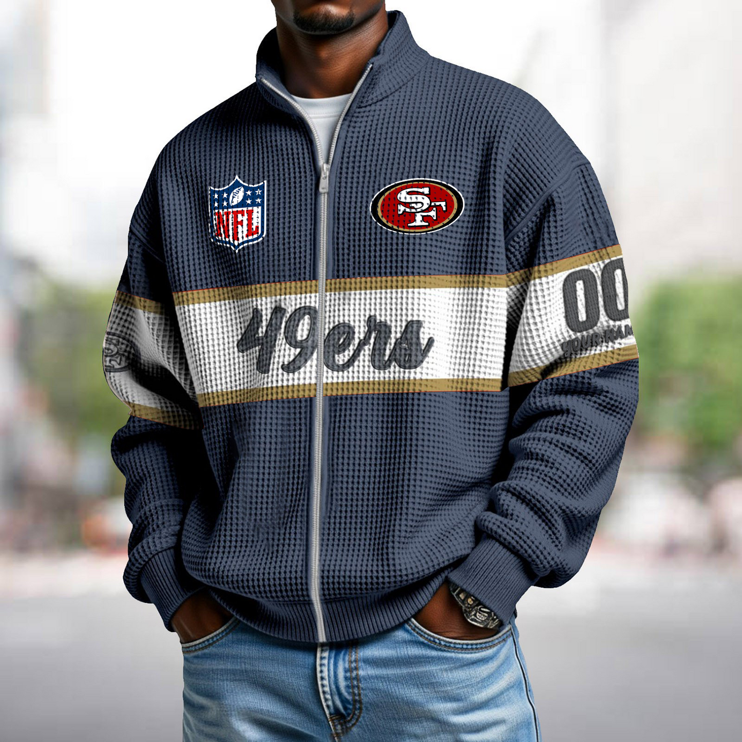 SF x NFL Waffle Zip-Up Sweatshirt DATND TANTD