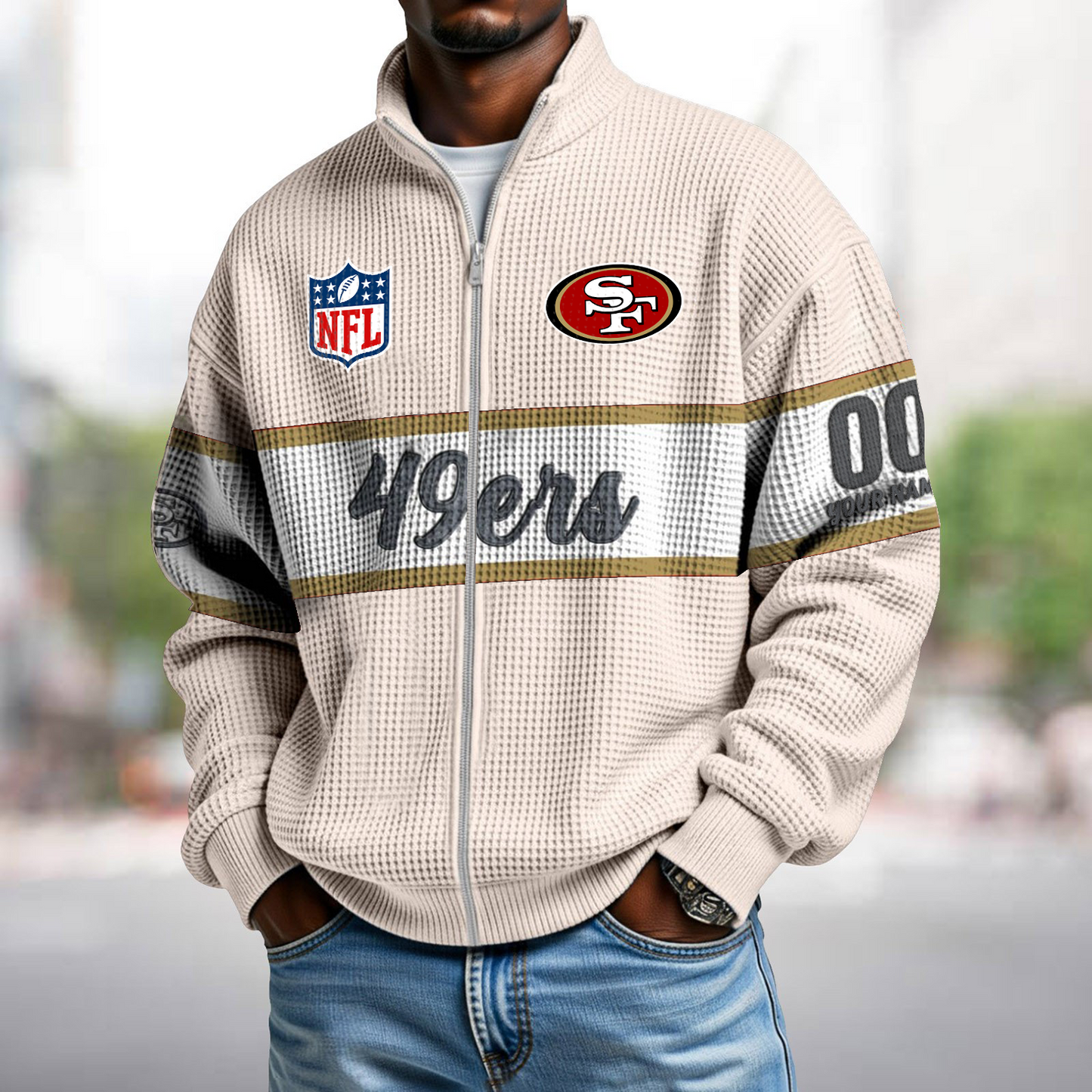SF x NFL Waffle Zip-Up Sweatshirt DATND TANTD