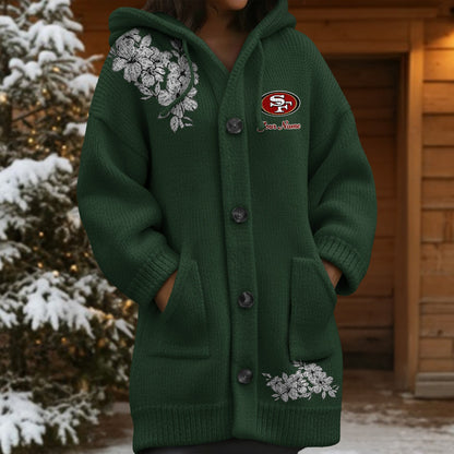 SF x NFL Women's Casual Knitted Hooded Cardigan DATND TANTD 211125