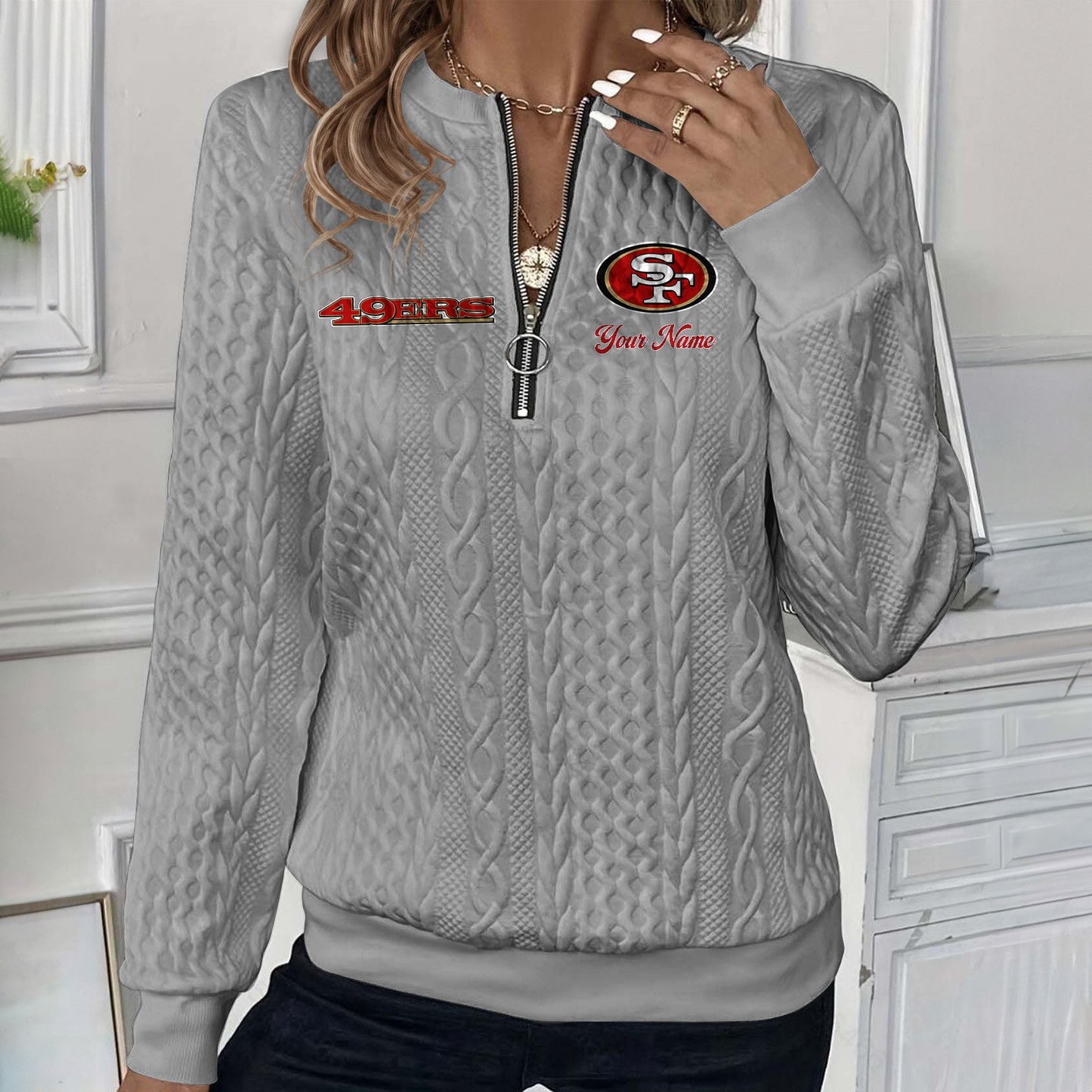 SF x NFL Women's Quilted Zip-UP Sweatshirt DatND DVT