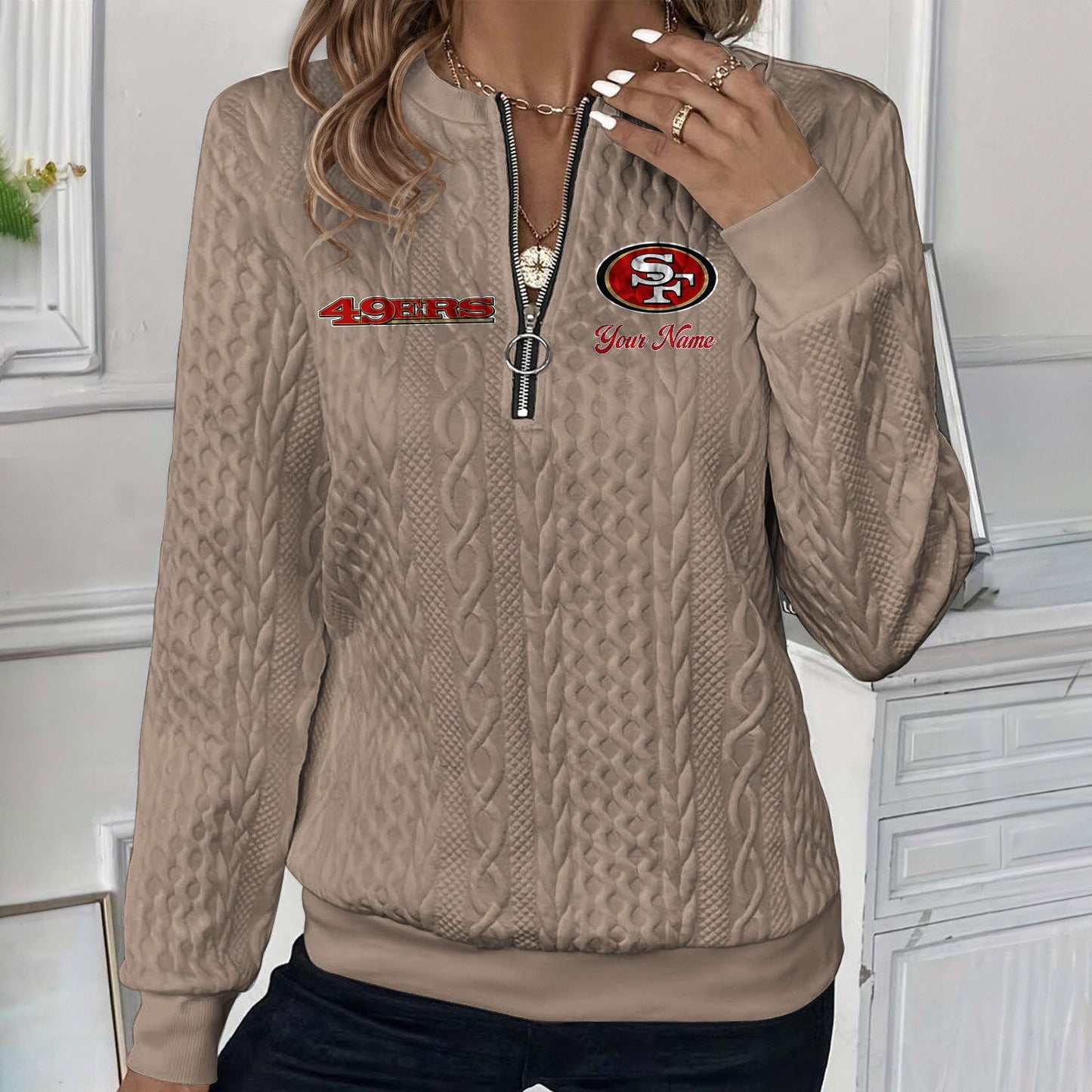 SF x NFL Women's Quilted Zip-UP Sweatshirt DatND DVT
