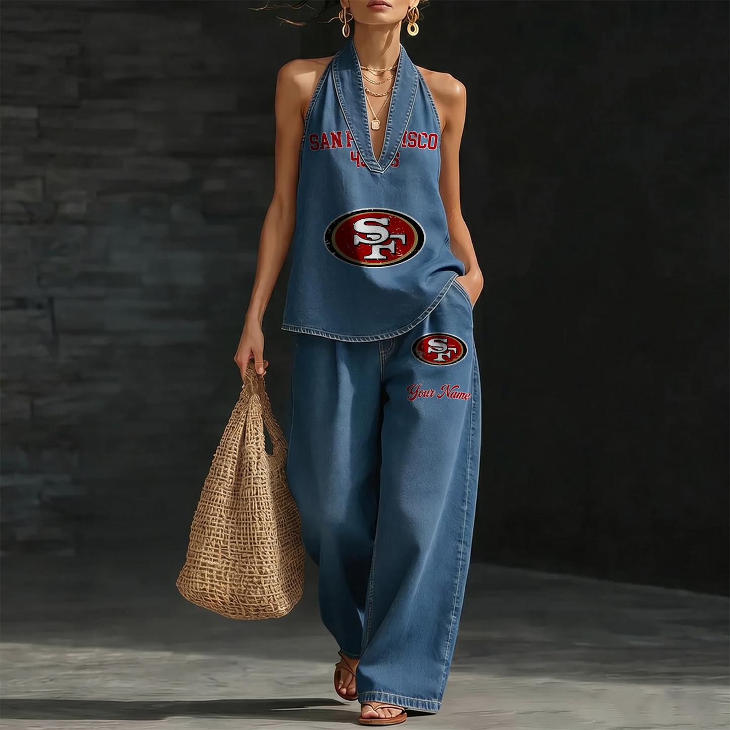 SF x NFL Women's Vintage Washed Denim Suit DATND TANTD 030626
