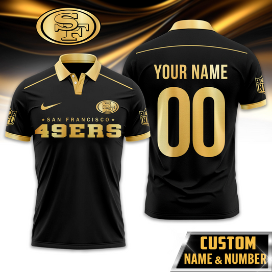 SF49 Premium NFL Black And Gold Custom Polo DDT CTND
