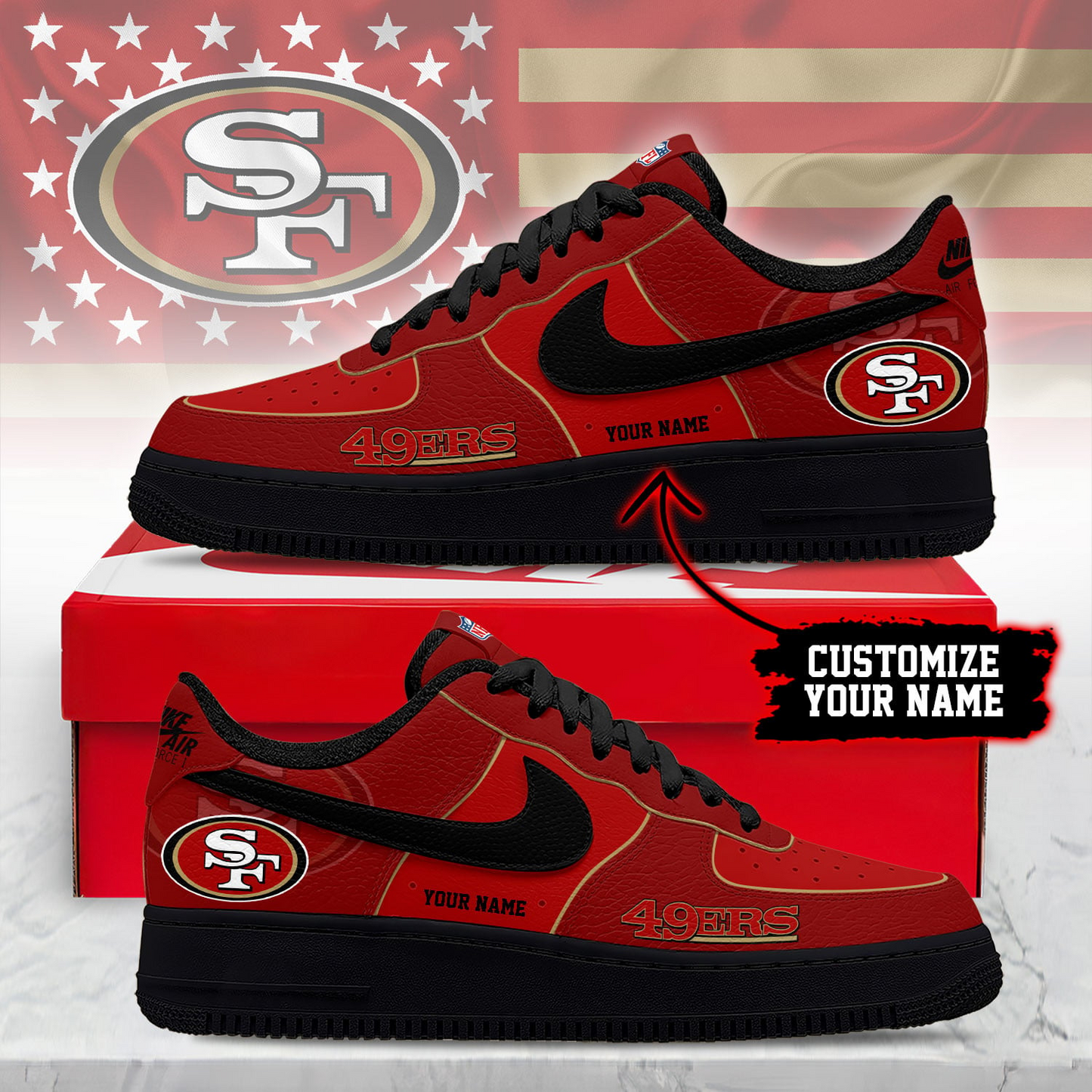 SF49 Premium NFL Custom AF1 Shoes DDT CTND