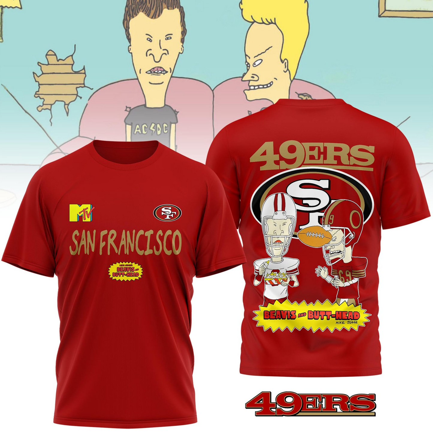 SF49 Premium NFL Funny Beavis and Butt-Head Shirt DDT NTL