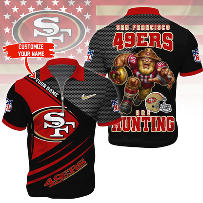 SF49 Premium NFL Game Day Polo With Zipper Shirt DDT NTL
