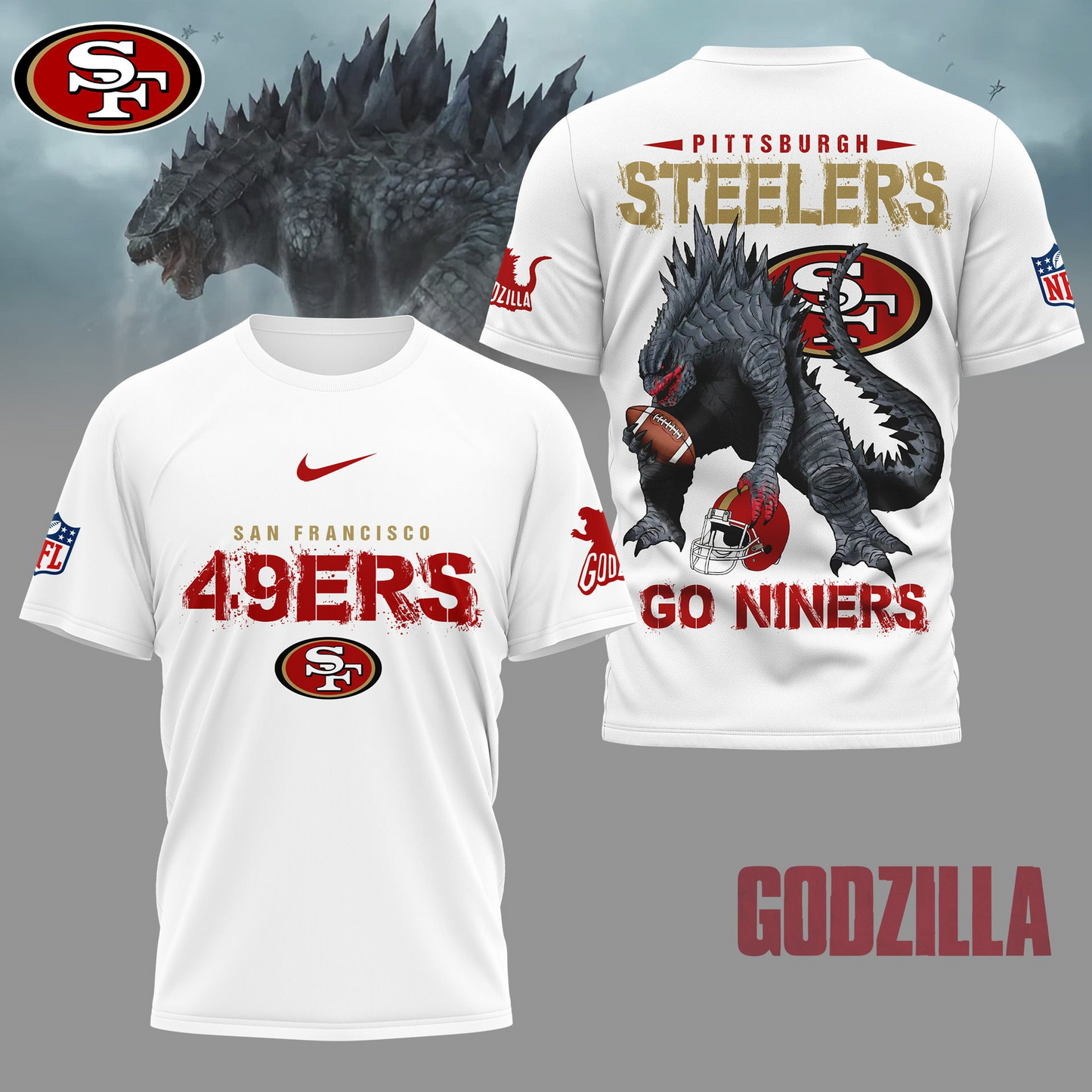 SF49 Premium NFL Godzilla Football Shirt DDT CTND