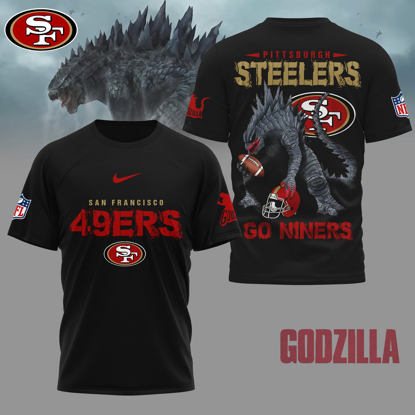 SF49 Premium NFL Godzilla Football Shirt DDT CTND