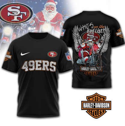SF49 Premium NFL Harley-Davidson Santa Claus 3D Shirt DDT NTL