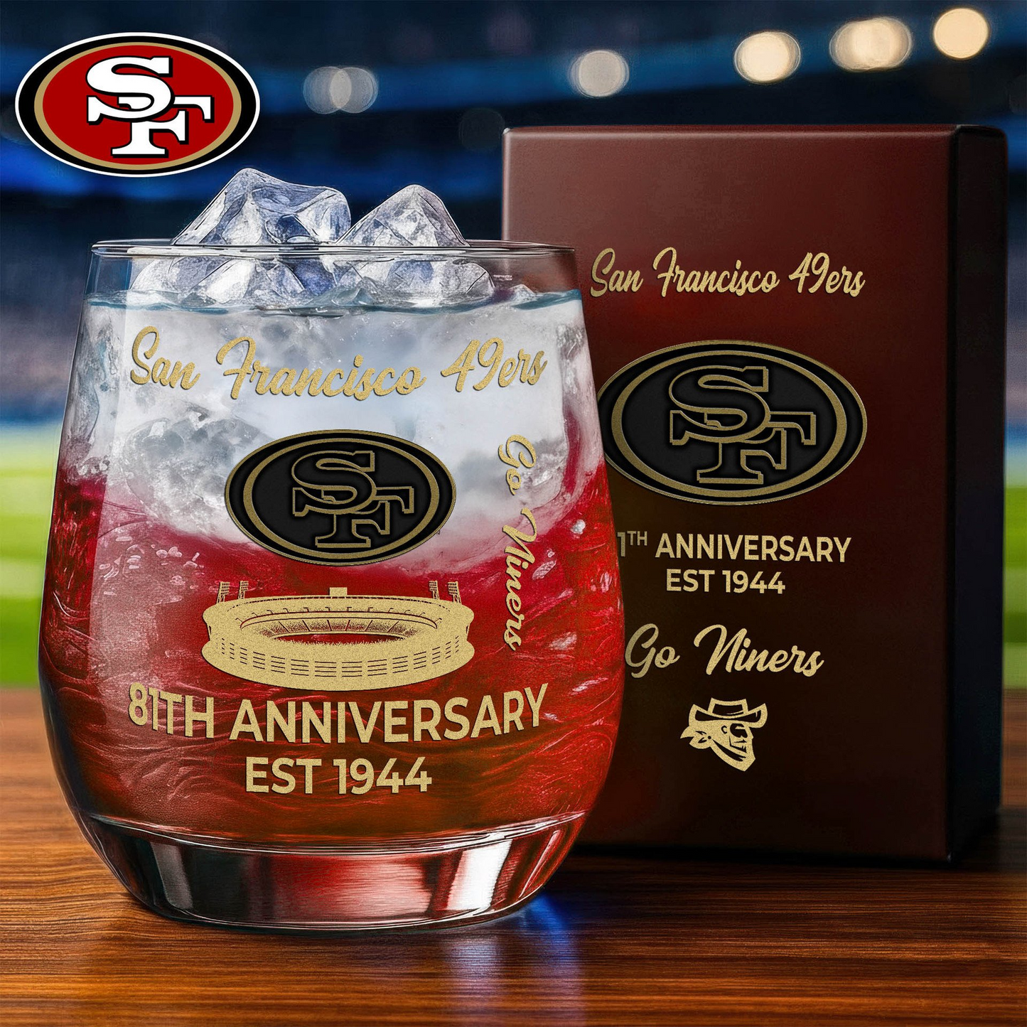 SF49 Premium NFL Legacy Celebration Whiskey Glass DDT 111125 NTL