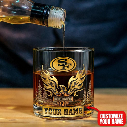 SF49 Premium NFL Motorcycle Personalized Whiskey Glass DDT NTL