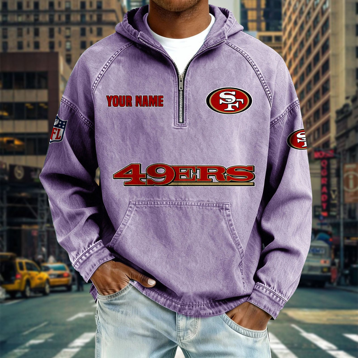 SF49 x NFL Denim Long - Sleeved Hooded Sweatshirt DDT NTL