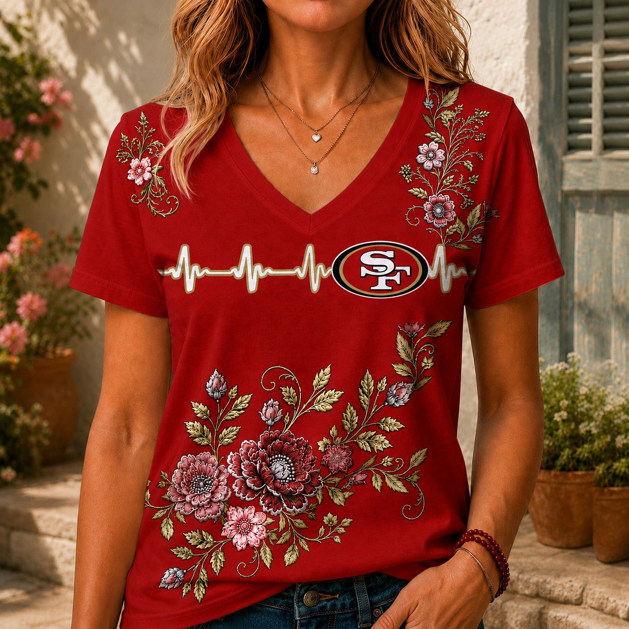 SF49 x NFL Luxury Women V-Neck Shirt
