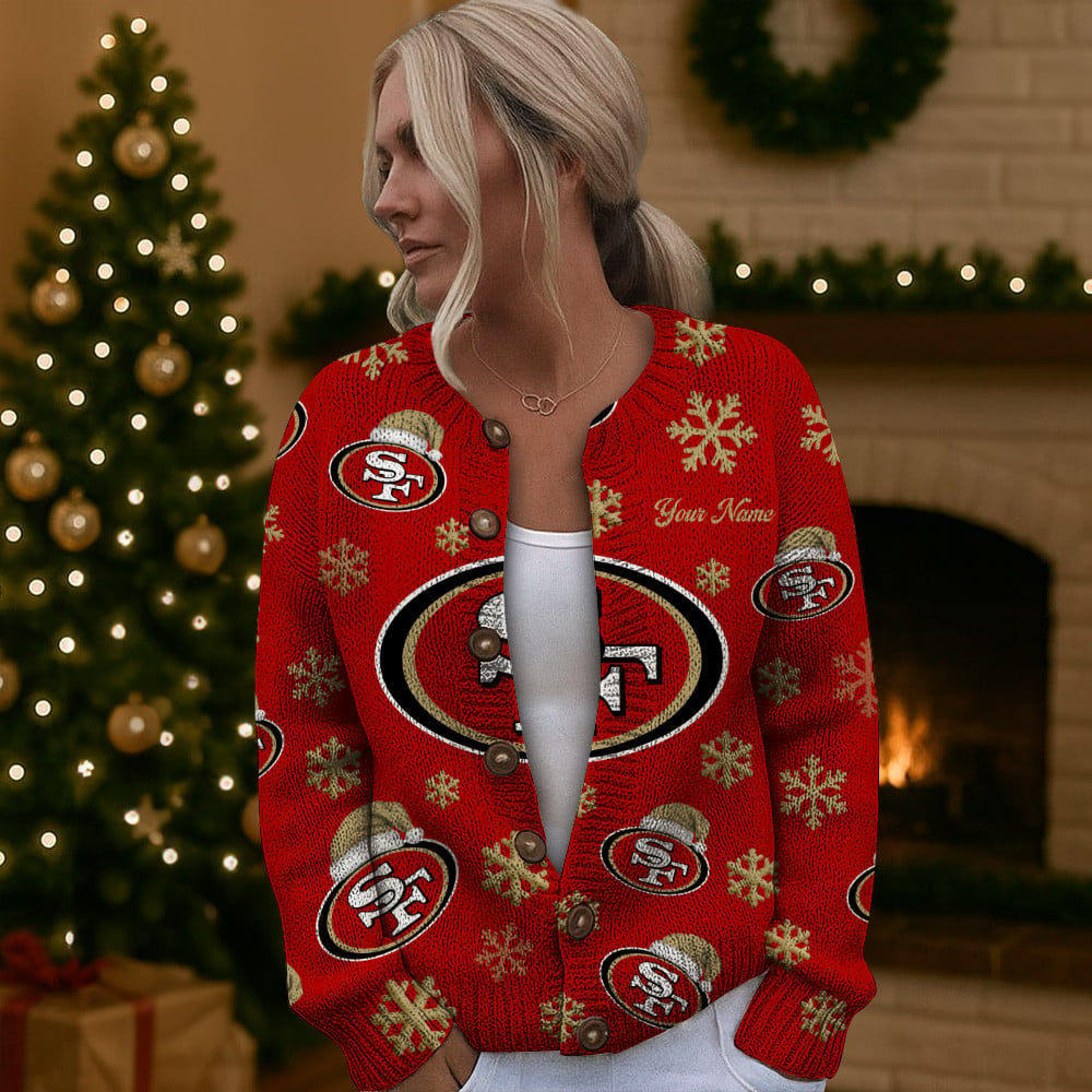 SF49 x NFL Women Cardigan Sweater Christmas DDT CTND
