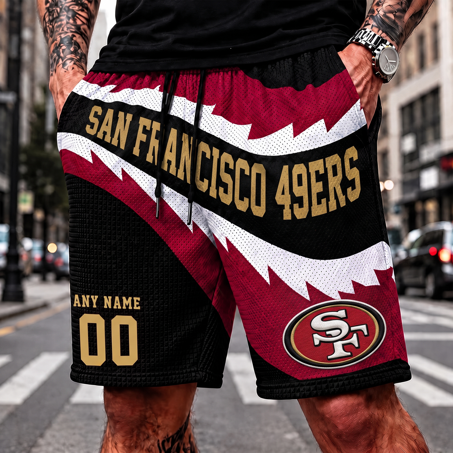 SF_NFL SHORT PANTS CUSTOM NAME & NUMBER FOR FAN