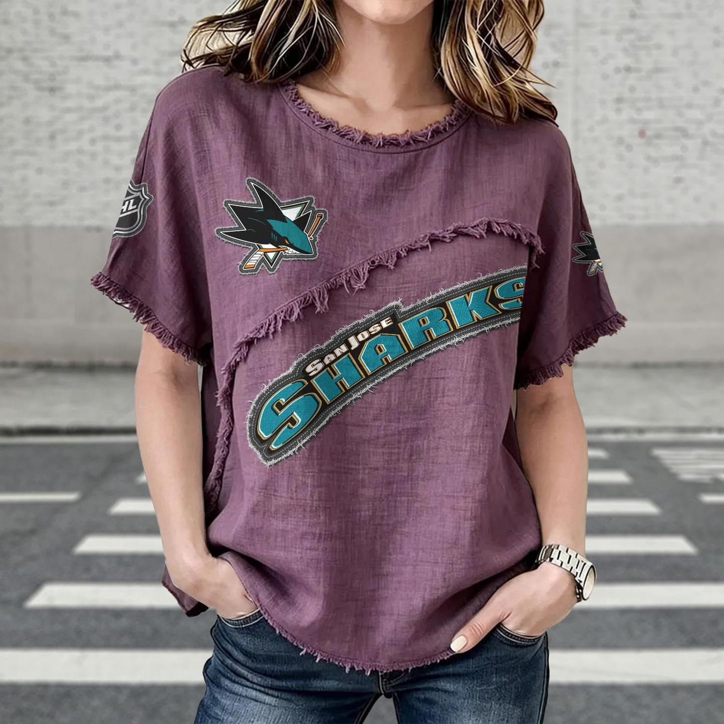 SJS x NHL Womenƒ??s Vintage O-Neck 2905 DatND DVT