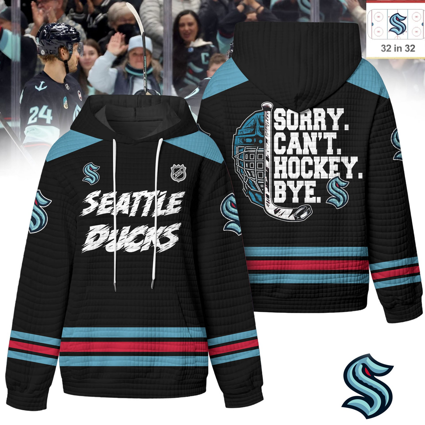 SK Premium NHL Sorry Busy Hockey Waffle Hoodie DDT NTL