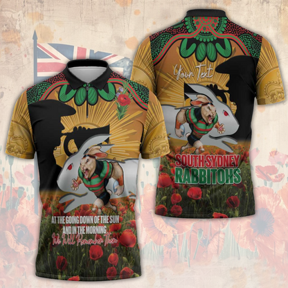 SOU x NRL Rugby ANZAC Day Zipper Polo Shirt Last Post Poppy We Will Remember Them LT14 DatND DVT