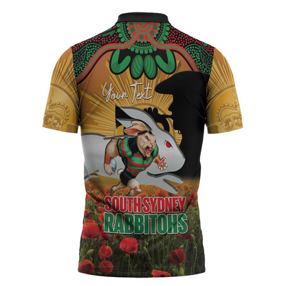 SOU x NRL Rugby ANZAC Day Zipper Polo Shirt Last Post Poppy We Will Remember Them LT14 DatND DVT