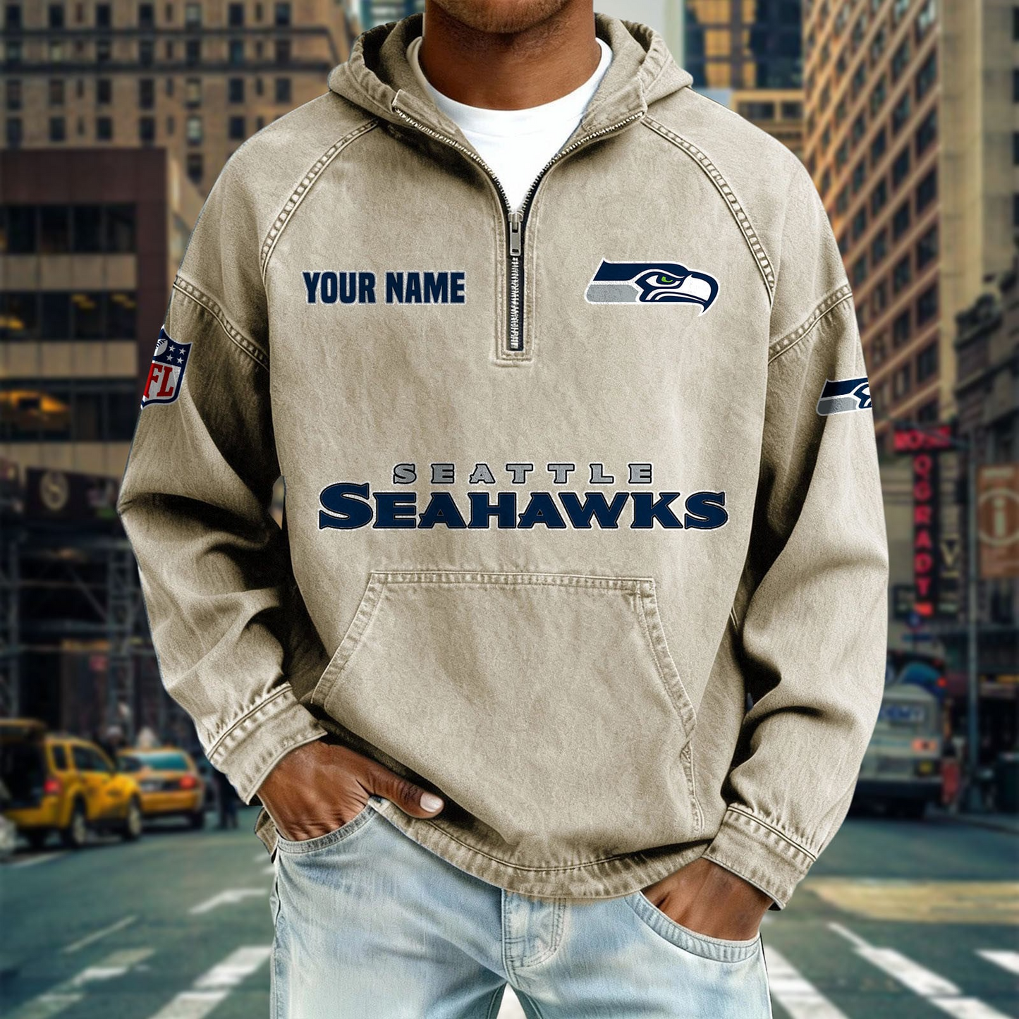 SS x NFL Denim Long - Sleeved Hooded Sweatshirt DDT NTL