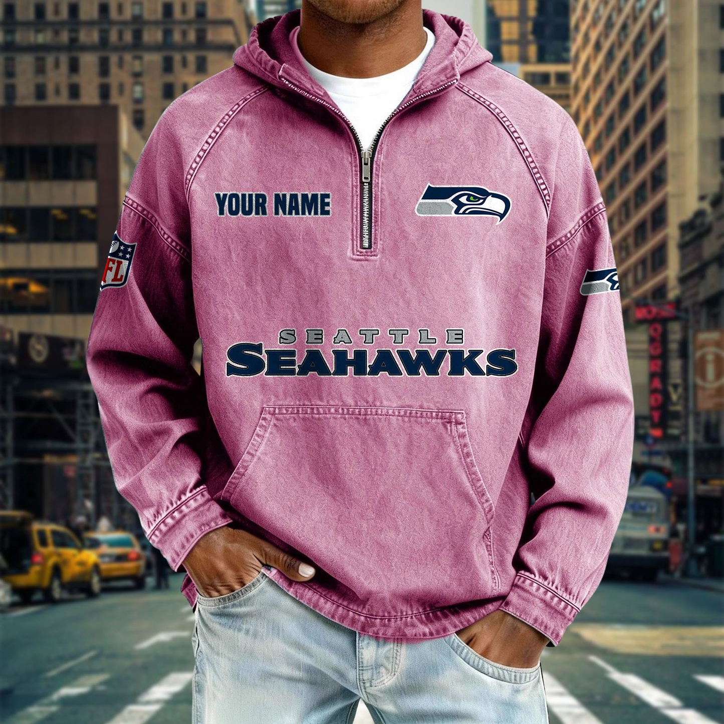 SS x NFL Denim Long - Sleeved Hooded Sweatshirt DDT NTL